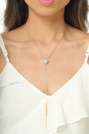 Colar coração gravata com detalhes em zircônia