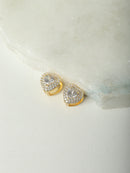 Brinco coração com detalhes em zircônia