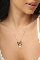 Colar mãe e filho vazado com coração cravejado